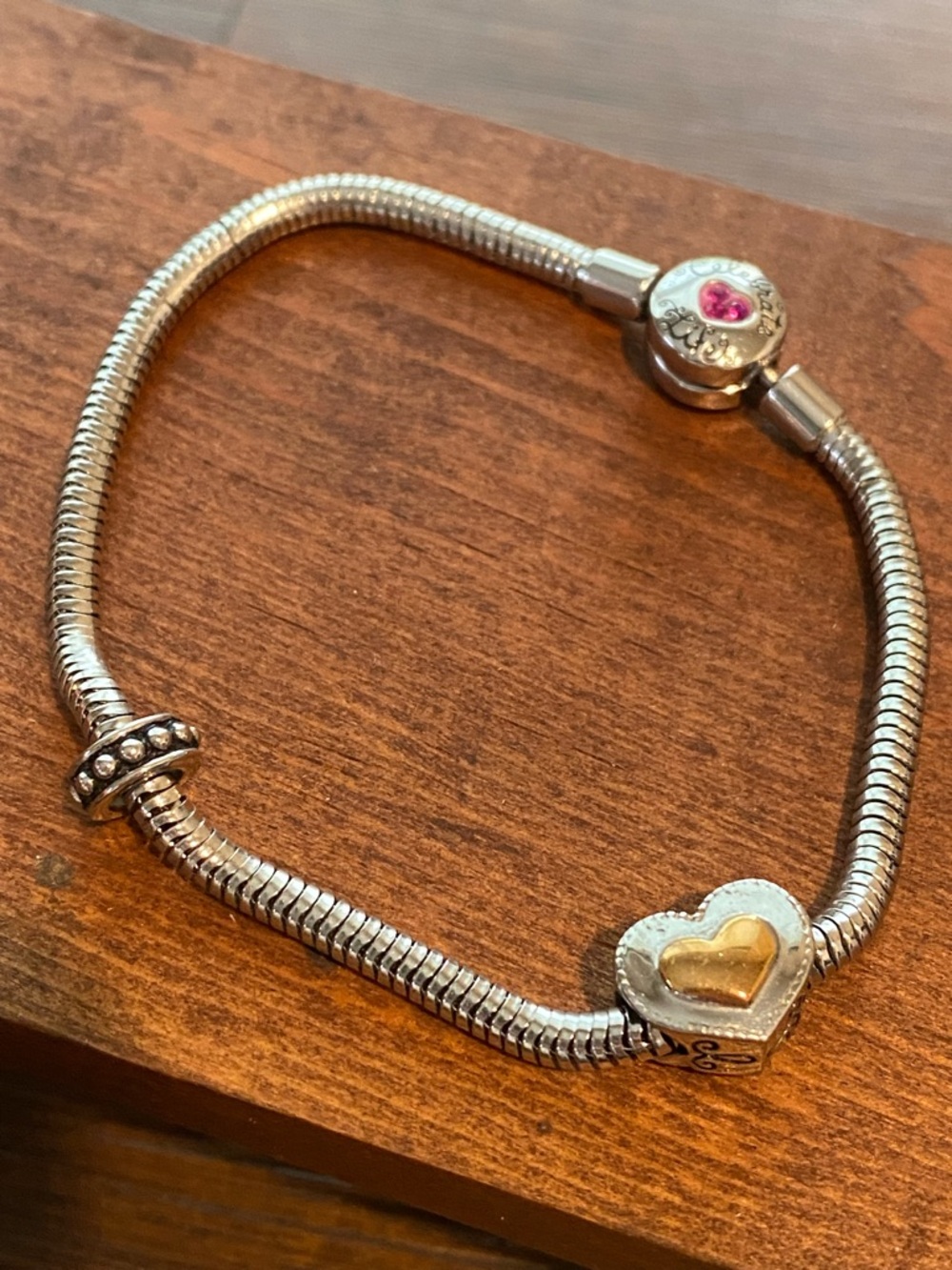 Hallmark Stainless Steel Celebrate Life Crystal-Adorned Clasp Charm Bracelet 7”